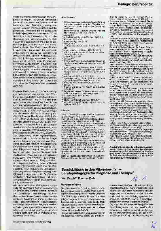 Vorschauseite 1: Berufsbildung in den Pflegeberufen - berufspädagogische Diagnose und Therapie