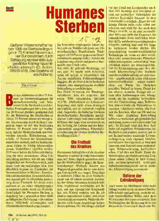 Vorschauseite 1: Humanes Sterben