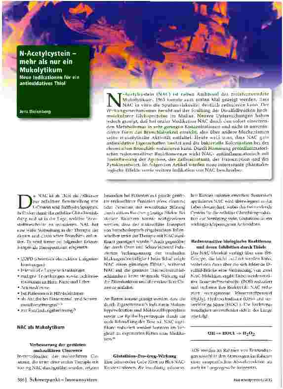 Vorschauseite 1: N-Acetylcystein mehr als nur ein Mukolytikum
