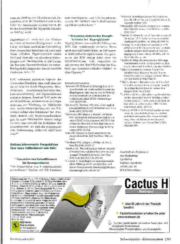 Vorschauseite 3: N-Acetylcystein mehr als nur ein Mukolytikum