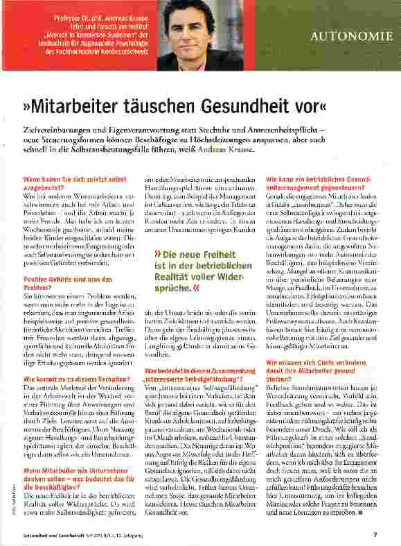 Vorschauseite 1: »Mitarbeiter täuschen Gesundheit vor«