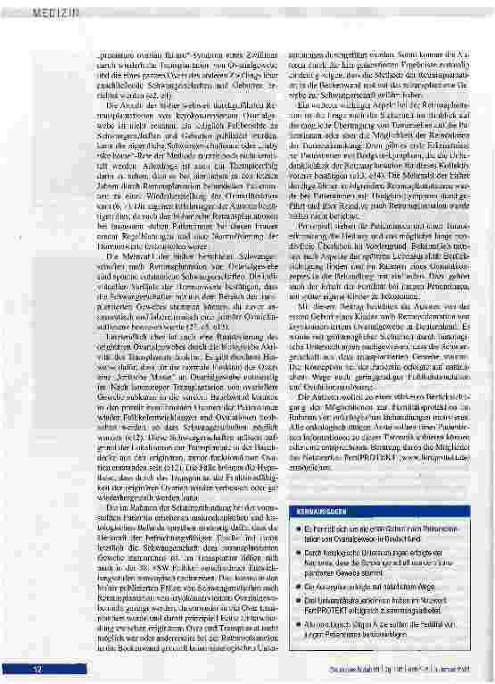 Vorschauseite 5: Retransplantation von kryokqnserviertem Ovarialgewebe: Erste Geburt in Deutschland