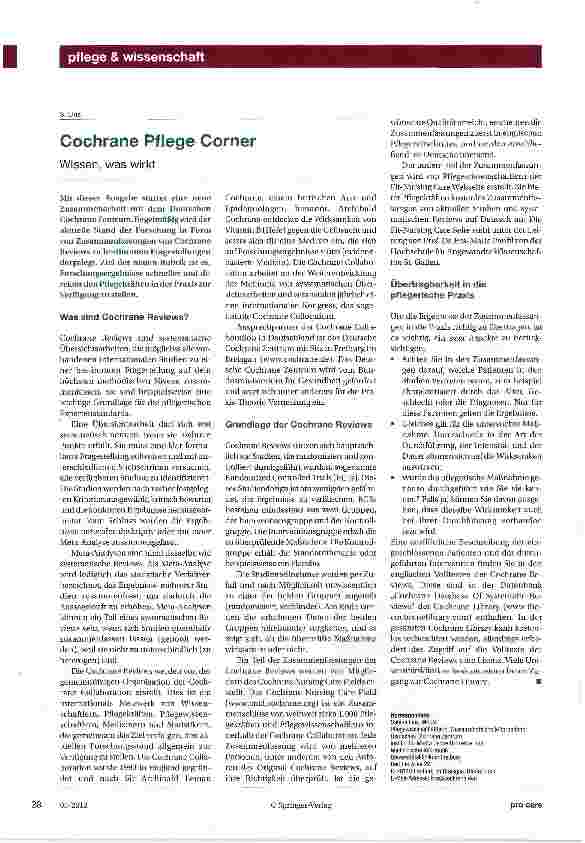 Vorschauseite 1: Cochrane Pflege Corner