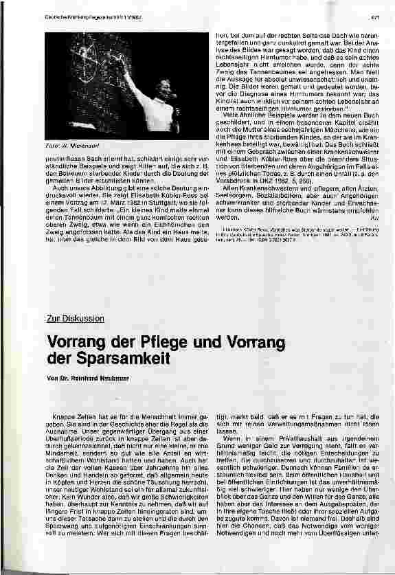 Vorschauseite 1: Vorrang der Pflege und Vorrang der Sparsamkeit