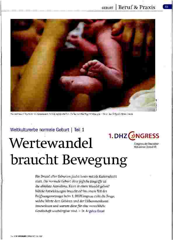 Vorschauseite 1: Weltkulturerbe normale Geburt | Teil 1 Wertewandel braucht Bewegung