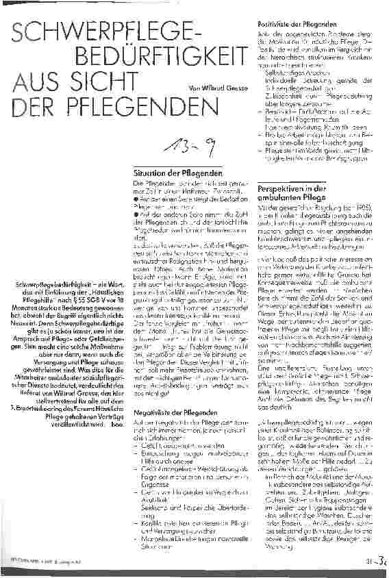 Vorschauseite 1: Schwerpflege-Bedürftigkeit aus Sicht der Pflegenden