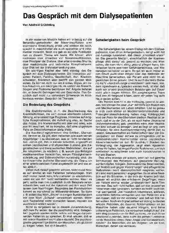 Vorschauseite 1: Das Gespräch mit dem Dialysepatienten