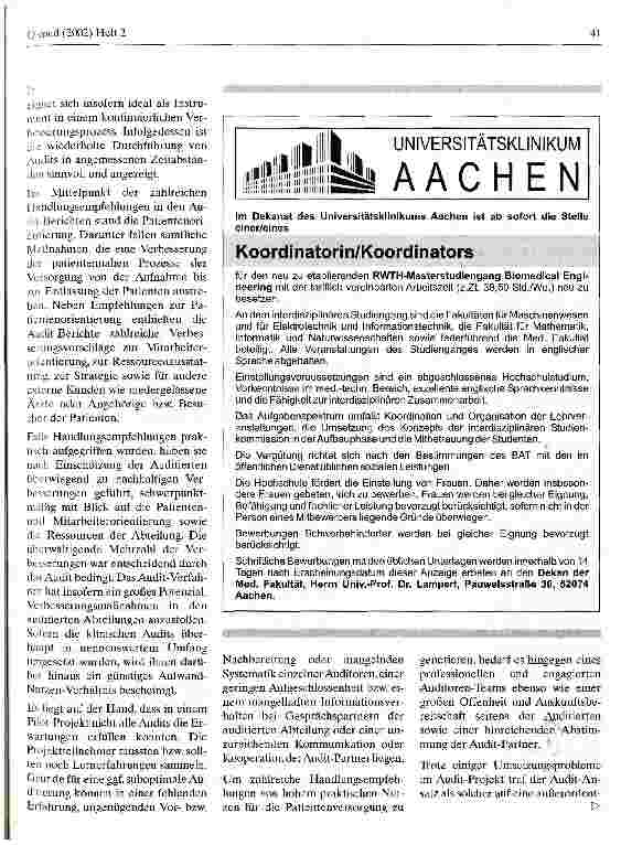 Vorschauseite 3: Das klinische Audit Vorstellung eines Modellprojektes des BMG