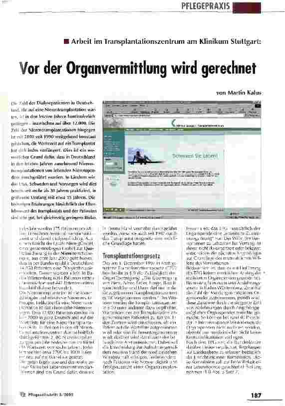 Vorschauseite 1: Vor der Organvermittlung wird gerechnet