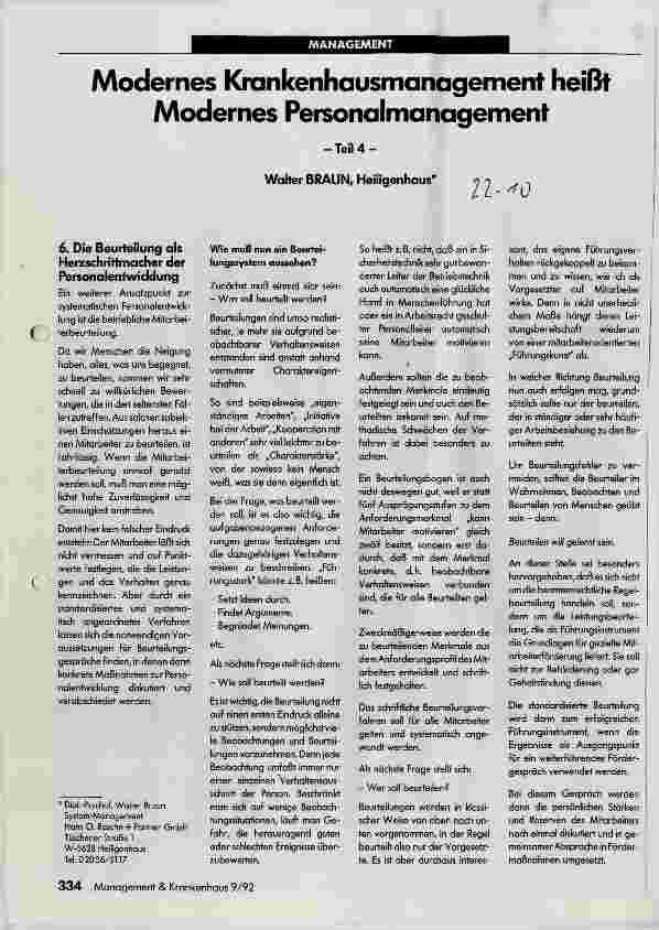 Vorschauseite 1: Modernes Krankenhausmanagement heißt modernes Personalmanagement