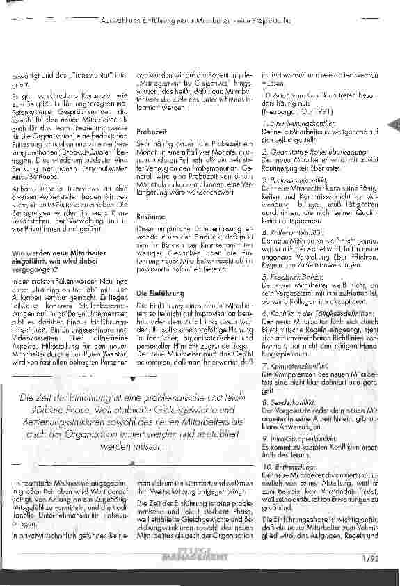 Vorschauseite 5: Auswahl und Einführung neuer Mitarbeiter - eine Projektstudie