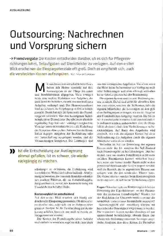 Vorschauseite 1: Outsourcing: Nachrechnen und Vorsprung sichern