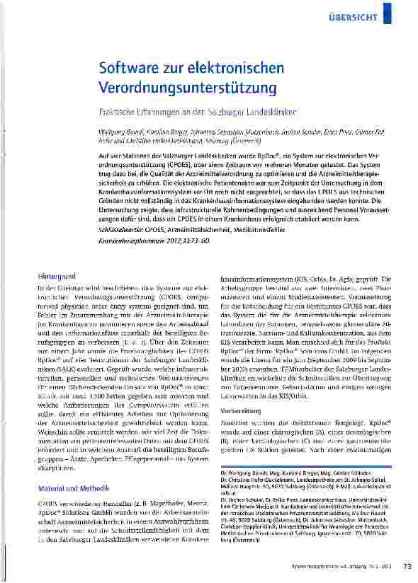 Vorschauseite 1: Software zur elektronischen Verordnungsunterstützung