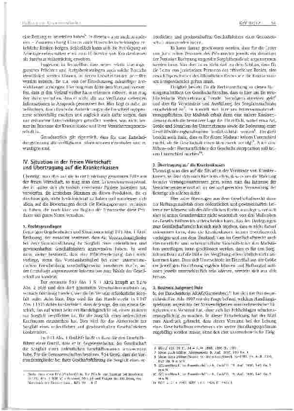 Vorschauseite 3: Haftung von Kassenvorständen und die sogenannte Business Judgment Rule