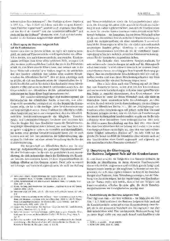Vorschauseite 5: Haftung von Kassenvorständen und die sogenannte Business Judgment Rule