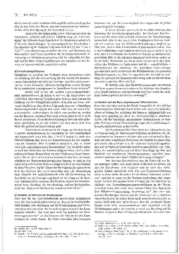 Vorschauseite 6: Haftung von Kassenvorständen und die sogenannte Business Judgment Rule