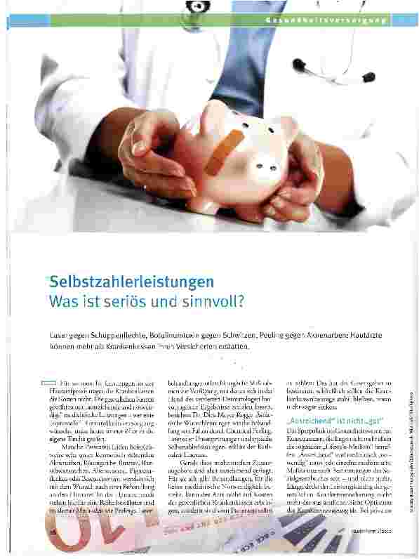 Vorschauseite 1: Selbstzahlerleistungen Was ist seriös und sinnvoll?