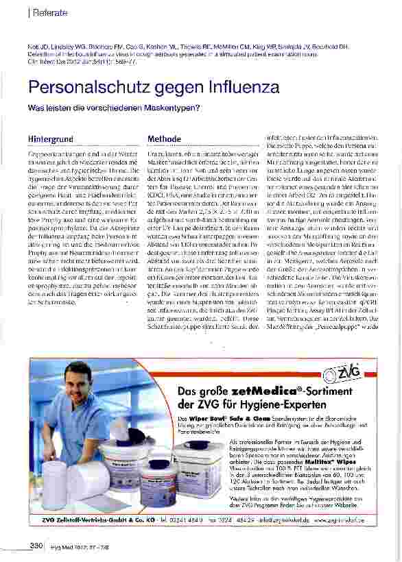 Vorschauseite 1: Personalschutz gegen Influenza