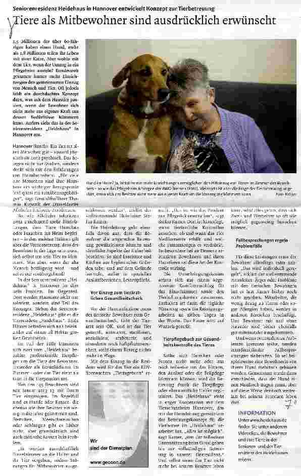 Vorschauseite 1: Tiere als Mitbewohner sind ausdrücklich erwünscht