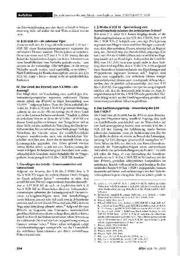 Vorschauseite 3: Der vorleistende ambulante Dienst - eine Replik zu Hacke, ZFSH/SGB 07/12, 377ff.