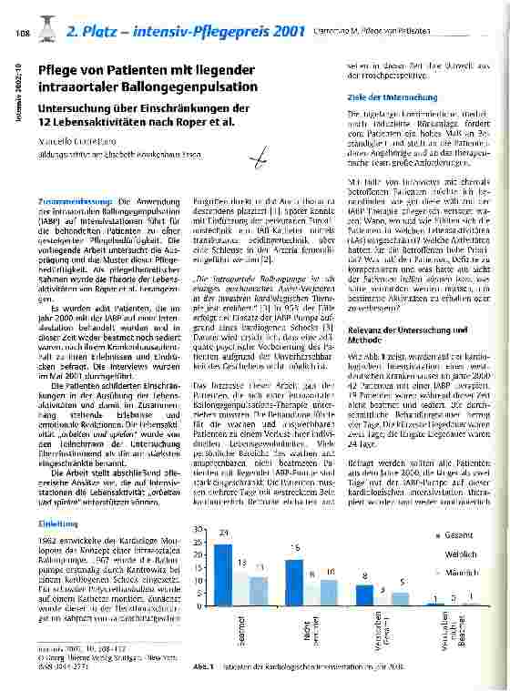 Vorschauseite 1: Pflege von Patienten mit liegender intraaortaler Ballongegenpulsation Untersuchung über Einschränkungen der 12 Lebensaktivitäten nach Roper et al.