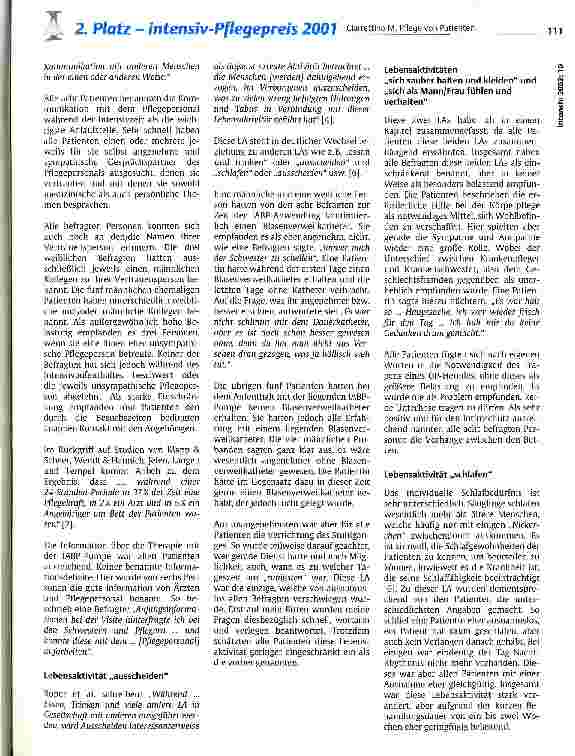 Vorschauseite 4: Pflege von Patienten mit liegender intraaortaler Ballongegenpulsation Untersuchung über Einschränkungen der 12 Lebensaktivitäten nach Roper et al.