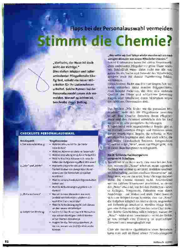 Vorschauseite 1: Stimmt die Chemie?