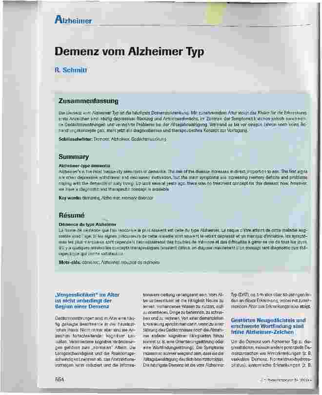 Vorschauseite 1: Demenz vom Alzheimer Typ