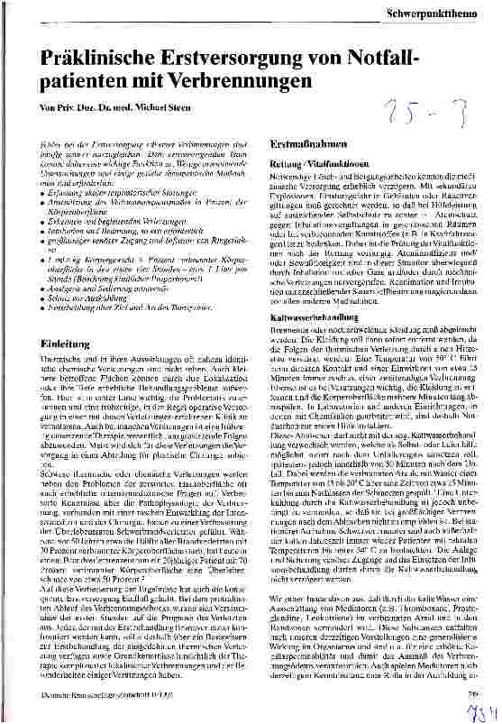 Vorschauseite 1: Präklinische Erstversorgung von Notfallpatienten mit Verbrennungen