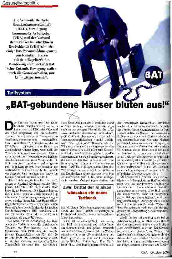 Vorschauseite 1: Tarifsystem: BAT-gebundene Häuser bluten aus