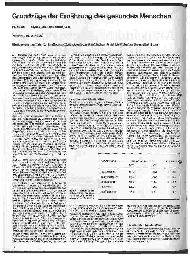 Vorschauseite 1: Grundzüge der Ernährung des gesunden Menschen 54. Folge: Akzeleration und Ernährung