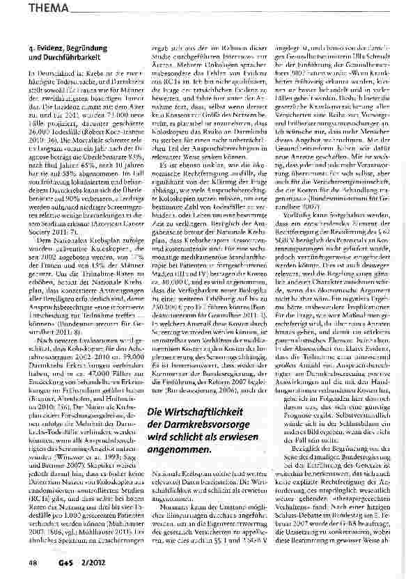 Vorschauseite 4: Eigenverantwortung und Darmkrebsvorsorge: warum und wie, die Chronikerrichtlinie revidiert werden sollte1
