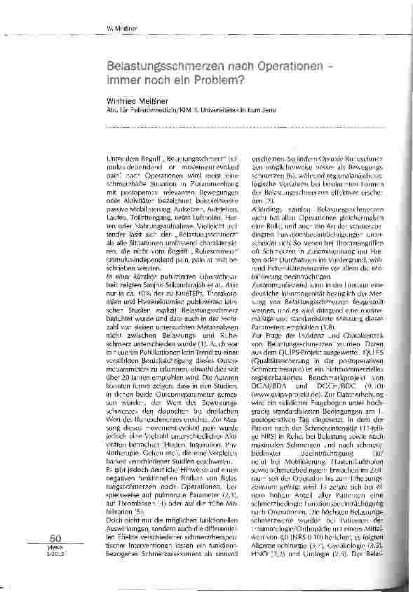 Vorschauseite 1: Belastungsschmerzen nach Operation - immer noch ein Problem?