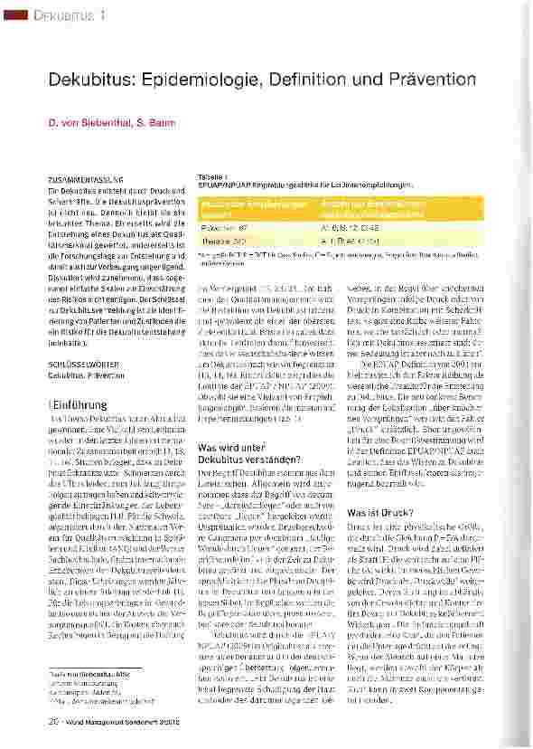 Vorschauseite 1: Dekubitus: Epidemiologie, Definition und Prävention