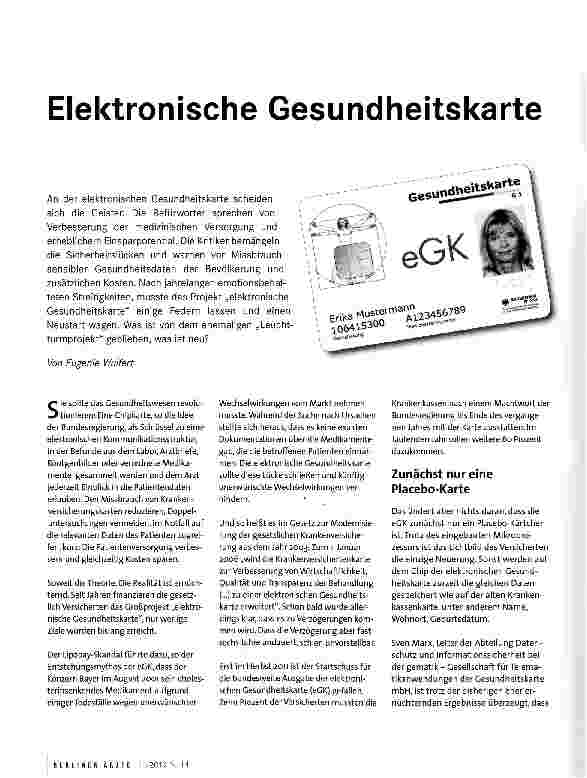 Vorschauseite 1: Elektronische Gesundheitskarte