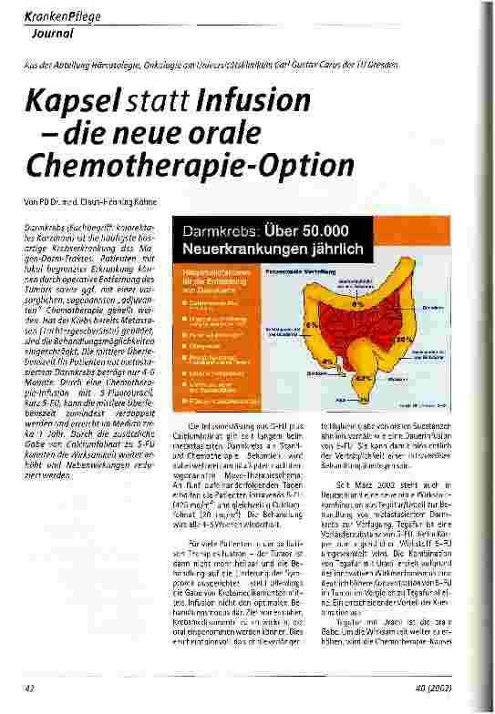 Vorschauseite 1: Kapsel statt Infusion - die neue orale Chemotherapie-Option