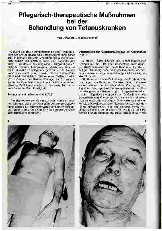 Vorschauseite 1: Pflegerische-therapeutische Maßnahmen bei der Behandlung von Tetanuskranken