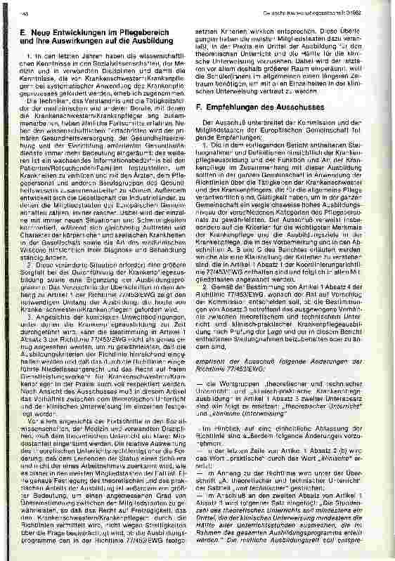 Vorschauseite 3: Bericht über die Ausbildung der für die allgemeine Pflege verantwortlichen Krankenschwester/Pfleger insbesondere über das zu ermittelnde