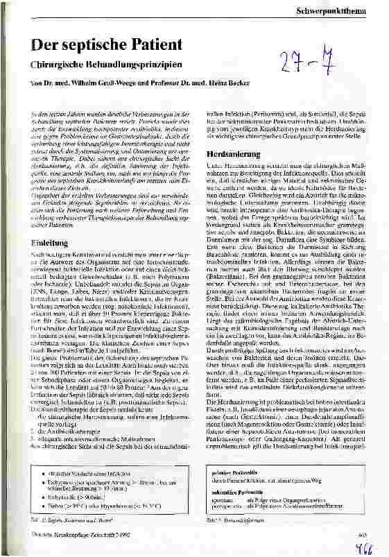 Vorschauseite 1: Der septische Patient Chirurgische Behandlungsprinzipien