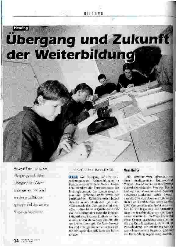 Vorschauseite 1: Übergang und Zukunft der Weiterbildung