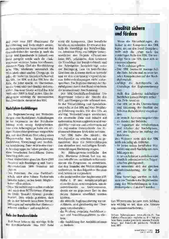 Vorschauseite 2: Übergang und Zukunft der Weiterbildung