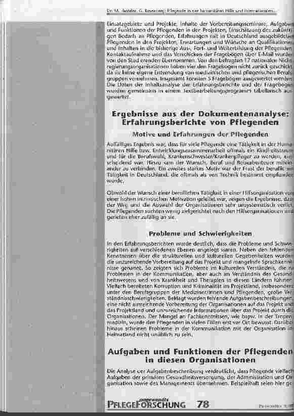 Vorschauseite 4: Pflegende in der humanitären Hilfe und internationalen Entwicklungszusammenarbeit - eine kritische Bestandsaufnahme