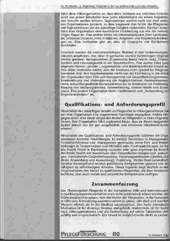Vorschauseite 6: Pflegende in der humanitären Hilfe und internationalen Entwicklungszusammenarbeit - eine kritische Bestandsaufnahme