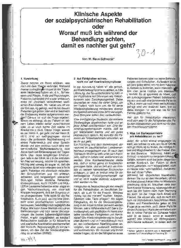 Vorschauseite 1: Klinische Aspekte der sozialpsychiatrischen Rehabilitation oder Worauf muß ich während der Behandlung gut achten, damit es nachher gut geht?