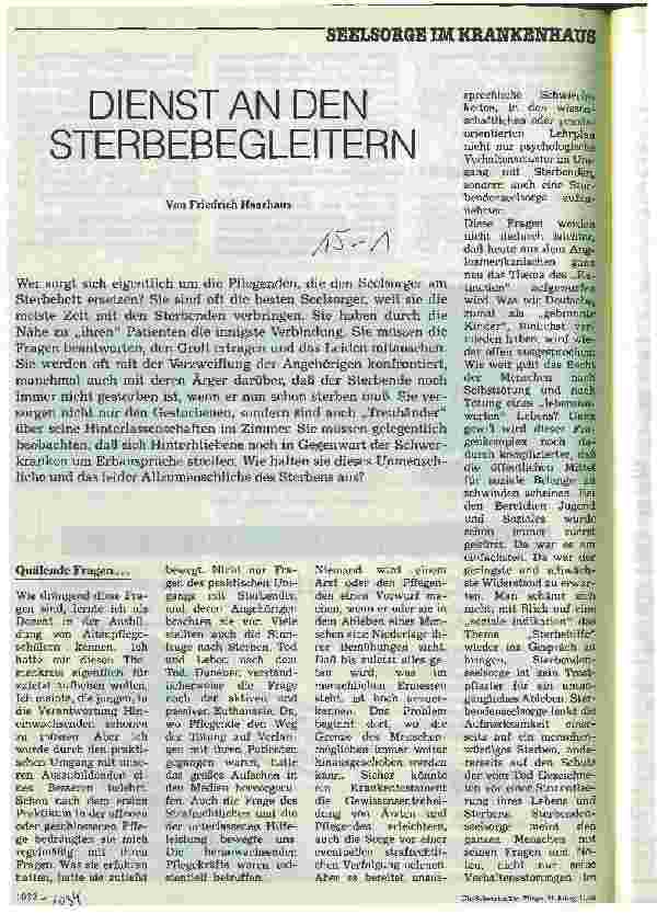 Vorschauseite 1: Dienst an den Sterbebegleitern