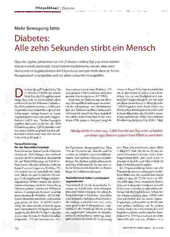 Vorschauseite 1: Diabetes: Alle zehn Sekunden stirbt ein Mensch