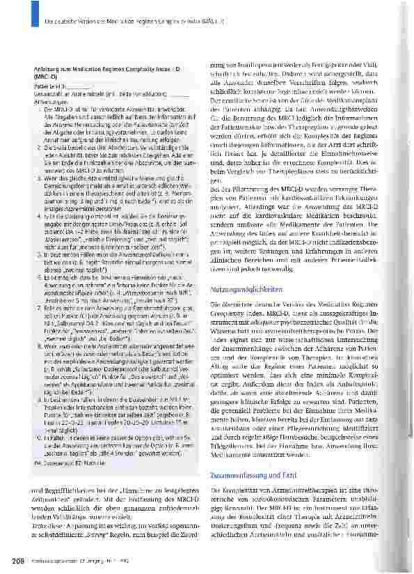 Vorschauseite 5: Die deutsche Version des Medication Regimen Complexity Index (MRCI-D)