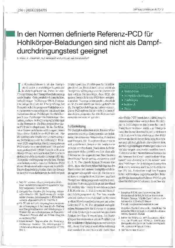 Vorschauseite 1: In den Normen definierte Referenz-PCD für Hohlkörper-Beladungen sind nicht als Dampfdurchdringungstest geeignet