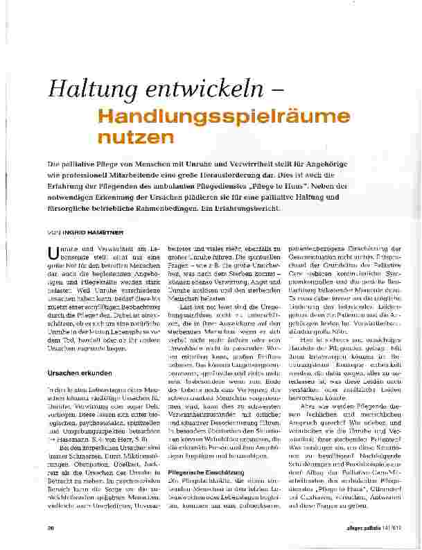 Vorschauseite 1: Haltung entwickeln - Handlungsspielräume nutzen
