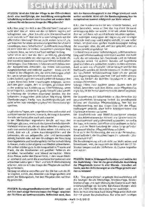 Vorschauseite 2: BILD UND BILDUNG IN DER PFLEGE Wir befragen Expertinnen: Käte Roos